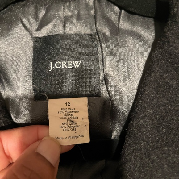 J. Crew Wool Cashmere Blend Blazer Coat 12 Black Button Front Pockets #6601 - Picture 8 of 8